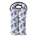 Japanese White Tiger Pattern Print Double Neoprene Wine Tote