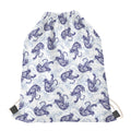 Japanese White Tiger Pattern Print Drawstring Bag