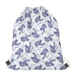 Japanese White Tiger Pattern Print Drawstring Bag