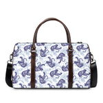Japanese White Tiger Pattern Print Duffle Bag
