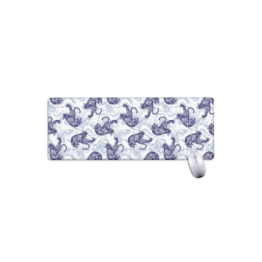 Japanese White Tiger Pattern Print Extended Mouse Pad