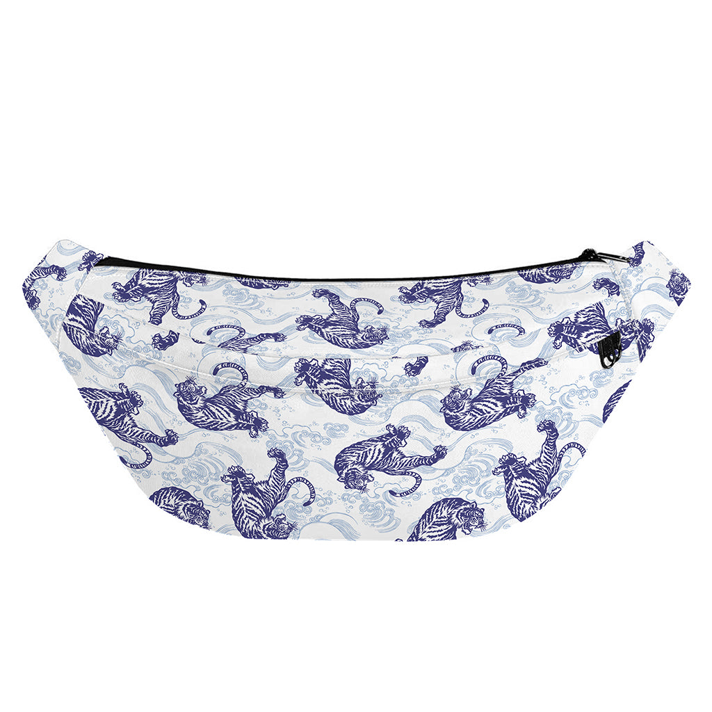 Japanese White Tiger Pattern Print Fanny Pack