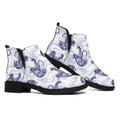 Japanese White Tiger Pattern Print Flat Ankle Boots