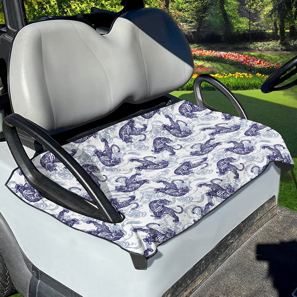 Japanese White Tiger Pattern Print Golf Cart Seat Cover