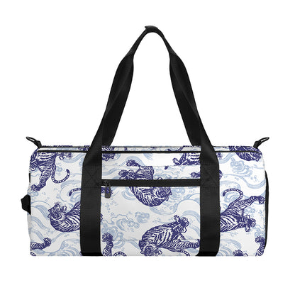 Japanese White Tiger Pattern Print Gym Bag
