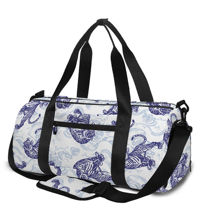 Japanese White Tiger Pattern Print Gym Bag