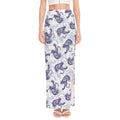 Japanese White Tiger Pattern Print High Slit Maxi Skirt