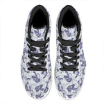 Japanese White Tiger Pattern Print High Top Leather Sneakers