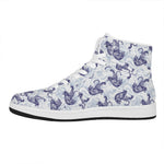 Japanese White Tiger Pattern Print High Top Leather Sneakers