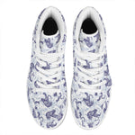Japanese White Tiger Pattern Print High Top Leather Sneakers