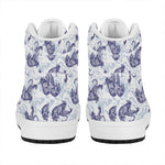 Japanese White Tiger Pattern Print High Top Leather Sneakers