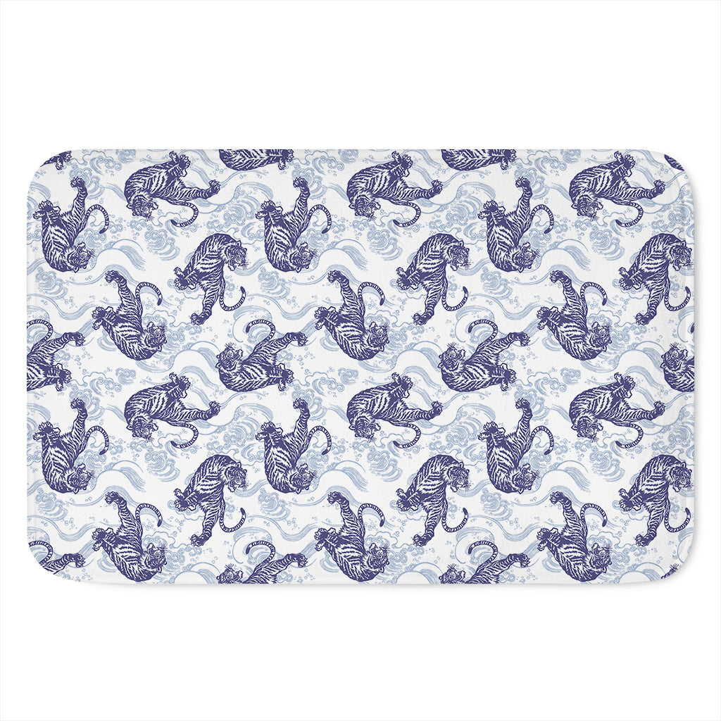 Japanese White Tiger Pattern Print Indoor Door Mat
