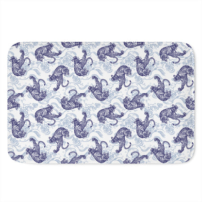 Japanese White Tiger Pattern Print Indoor Door Mat