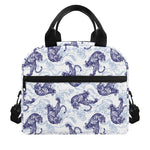 Japanese White Tiger Pattern Print Insulated Lunch Bag