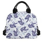 Japanese White Tiger Pattern Print Insulated Lunch Bag