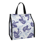 Japanese White Tiger Pattern Print Insulated Lunch Tote