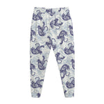 Japanese White Tiger Pattern Print Jogger Pants