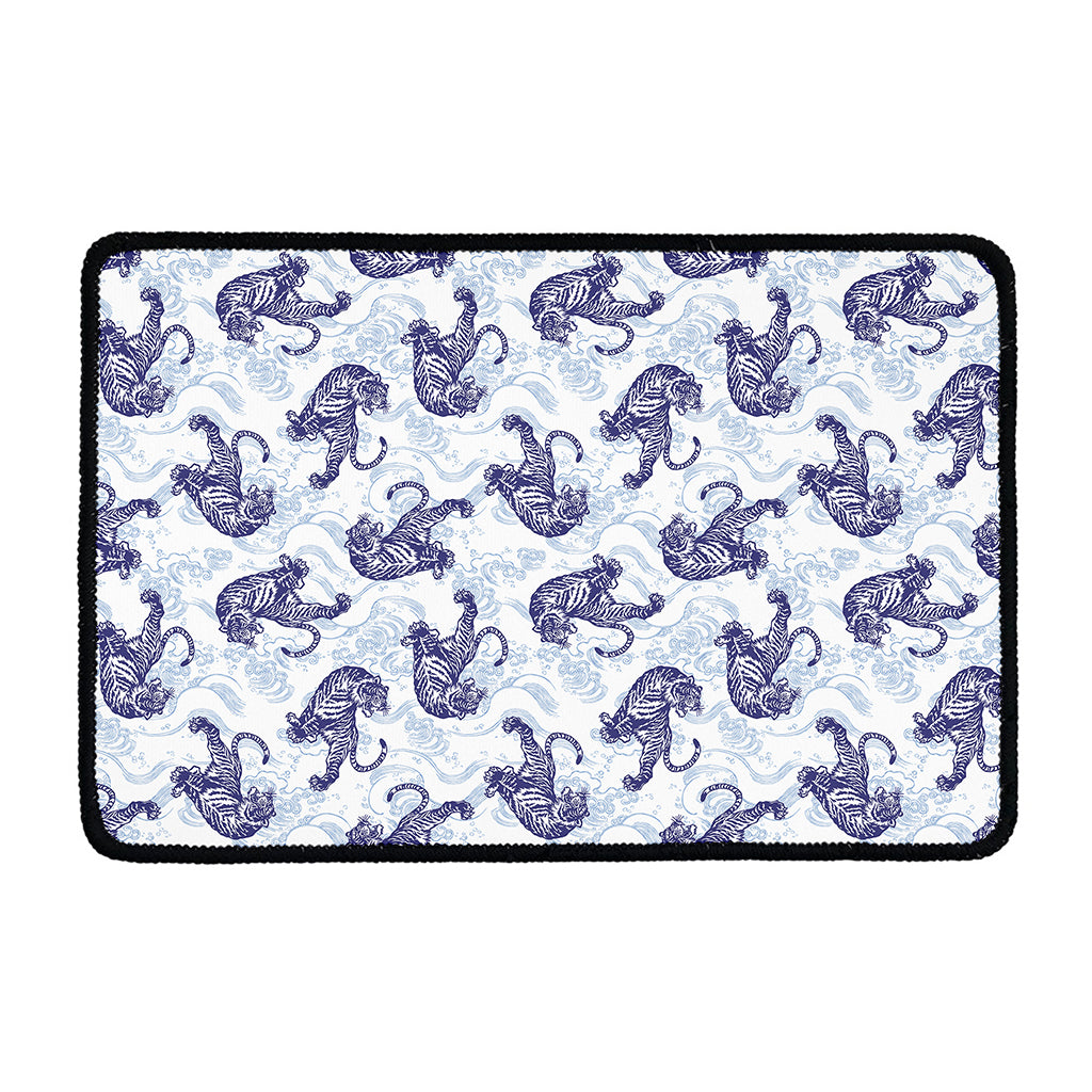 Japanese White Tiger Pattern Print Kitchen Mat