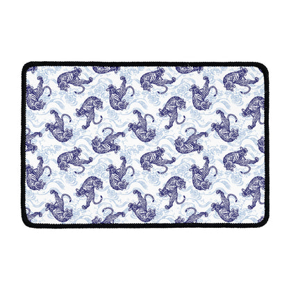 Japanese White Tiger Pattern Print Kitchen Mat