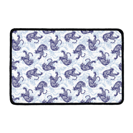 Japanese White Tiger Pattern Print Kitchen Mat