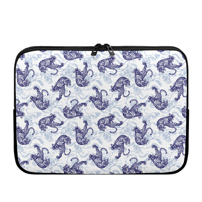 Japanese White Tiger Pattern Print Laptop Sleeve