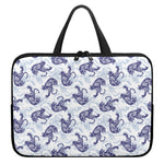 Japanese White Tiger Pattern Print Laptop Sleeve With Handle