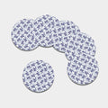Japanese White Tiger Pattern Print Leather Coaster Set