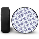 Japanese White Tiger Pattern Print Leather Spare Tire Cover