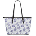 Japanese White Tiger Pattern Print Leather Tote Bag With Zipper