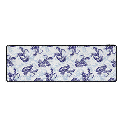 Japanese White Tiger Pattern Print Long Kitchen Mat