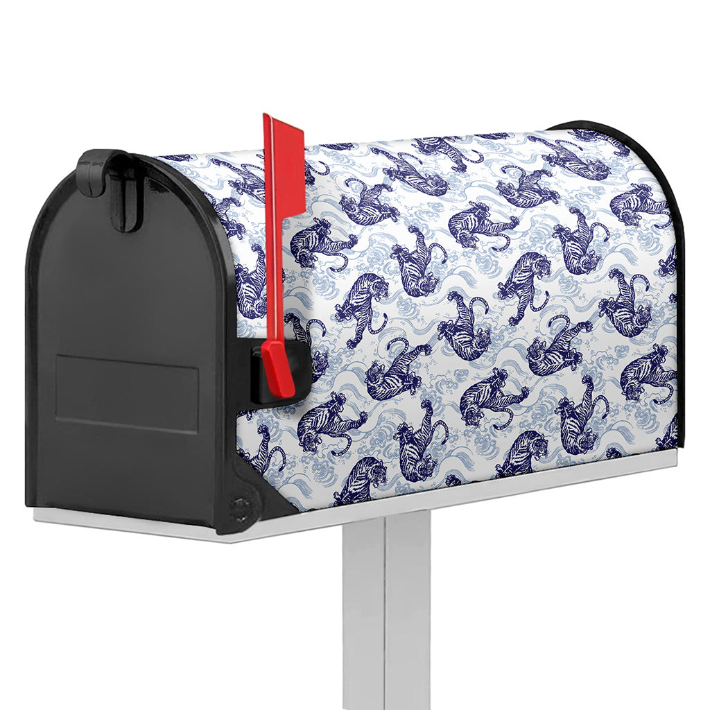 Japanese White Tiger Pattern Print Mailbox Cover