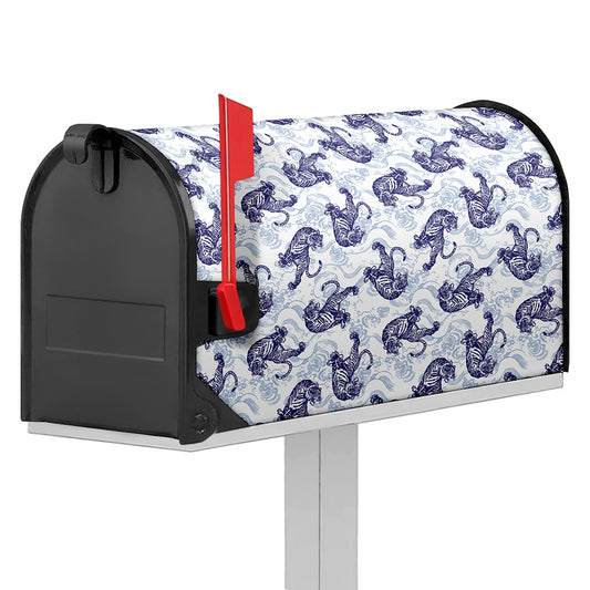 Japanese White Tiger Pattern Print Mailbox Cover