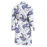 Japanese White Tiger Pattern Print Men's Bathrobe