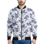 Japanese White Tiger Pattern Print Men's Bomber Jacket