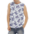 Japanese White Tiger Pattern Print Men's Fitness Tank Top