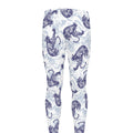Japanese White Tiger Pattern Print Men's Leggings