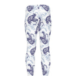 Japanese White Tiger Pattern Print Men's leggings