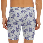Japanese White Tiger Pattern Print Men's Long Boxer Briefs