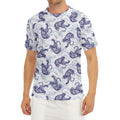 Japanese White Tiger Pattern Print Men's Short Sleeve Rash Guard