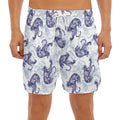 Japanese White Tiger Pattern Print Men's Split Running Shorts