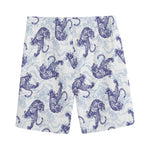 Japanese White Tiger Pattern Print Men's Sports Shorts