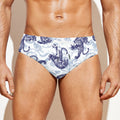 Japanese White Tiger Pattern Print Men's Swim Briefs