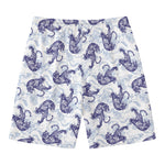 Japanese White Tiger Pattern Print Men's Swim Trunks
