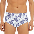 Japanese White Tiger Pattern Print Men's Triangle Swim Briefs