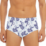 Japanese White Tiger Pattern Print Men's Triangle Swim Briefs