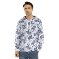 Japanese White Tiger Pattern Print Men's Velvet Pullover Hoodie