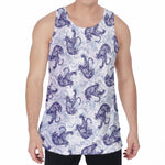 Japanese White Tiger Pattern Print Men's Velvet Tank Top