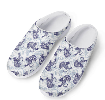 Japanese White Tiger Pattern Print Mesh Casual Shoes