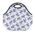 Japanese White Tiger Pattern Print Neoprene Lunch Bag