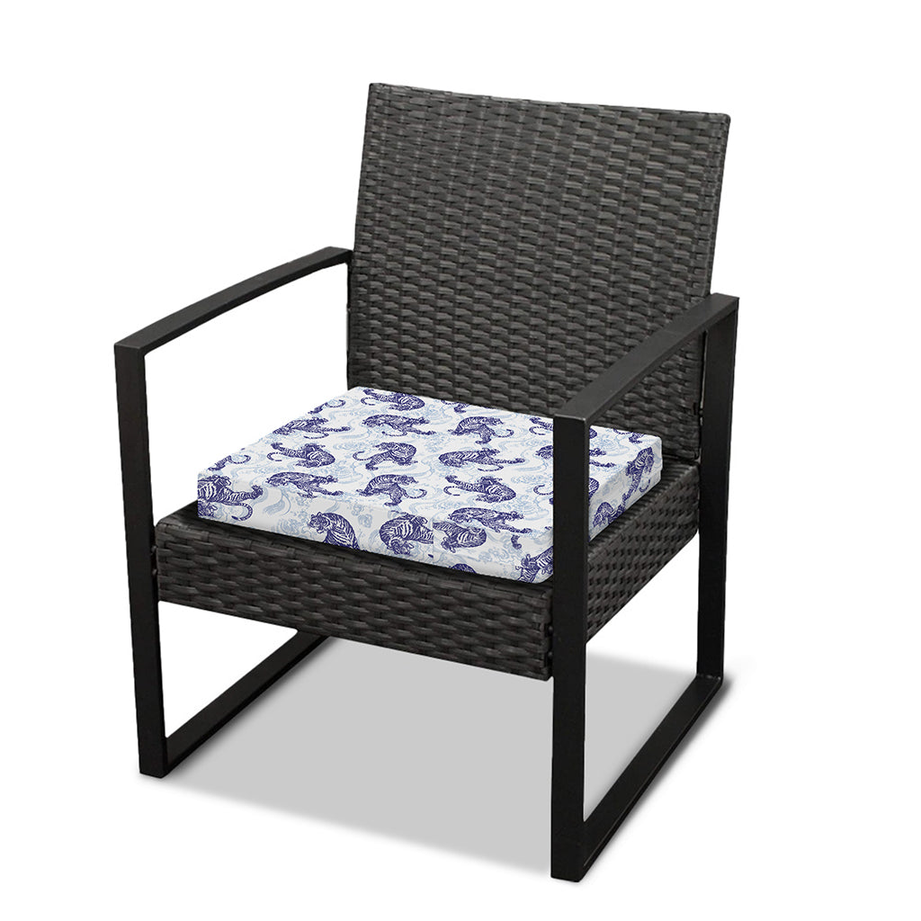 Japanese White Tiger Pattern Print Outdoor Seat Cushion Cover